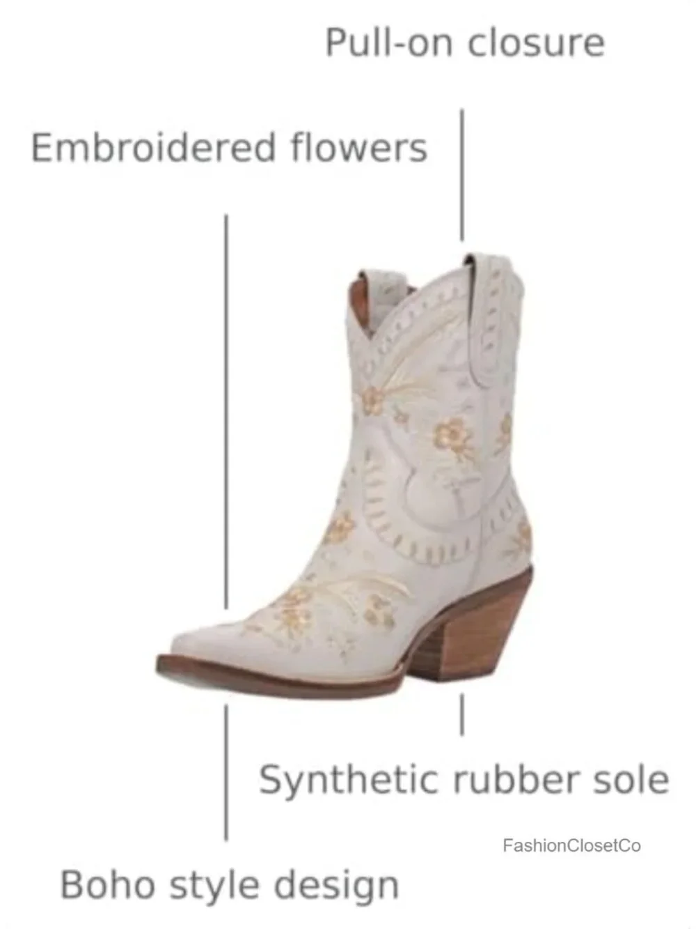 Leather Embroidered Pull-On Snip Toe Cowboy Booties